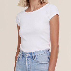 AGOLDE 90's Scoop Neck Ribbed Tee - White - S